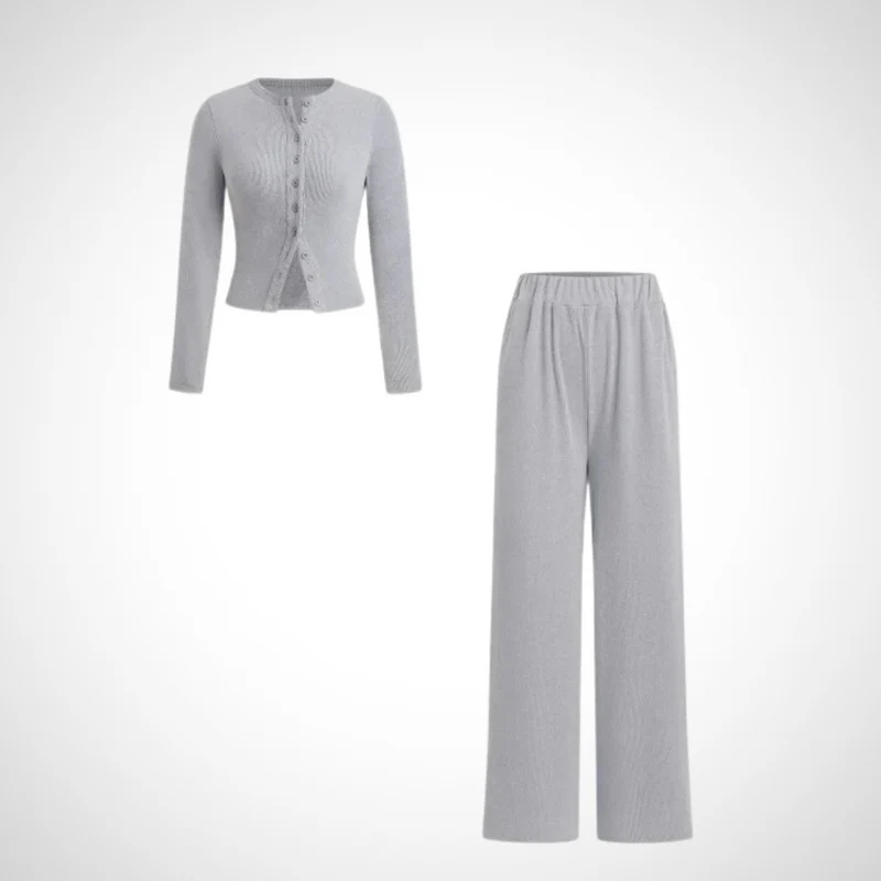 Ensemble t-shirt à boutons et pantalon confort