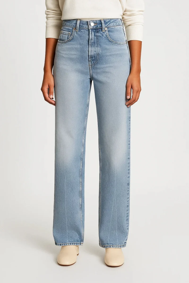 Jean femme jambe large taille haute