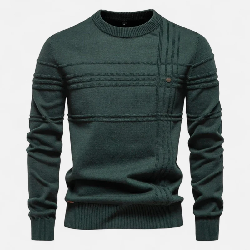 Pull Classique Homme en Coton Doux à Rayures