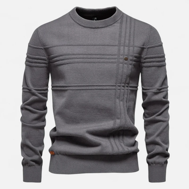 Pull Classique Homme en Coton Doux à Rayures