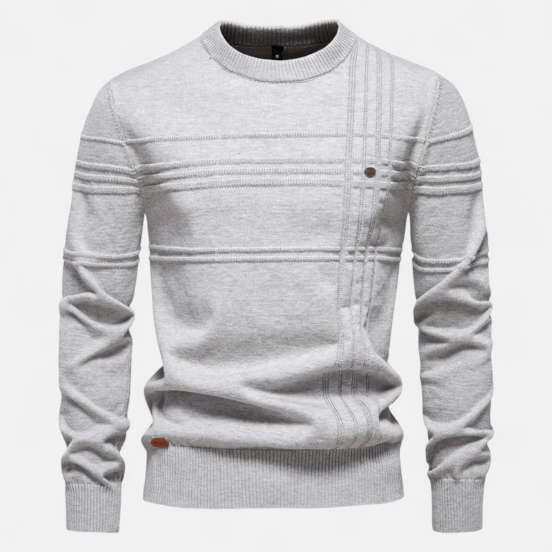 Pull Classique Homme en Coton Doux à Rayures