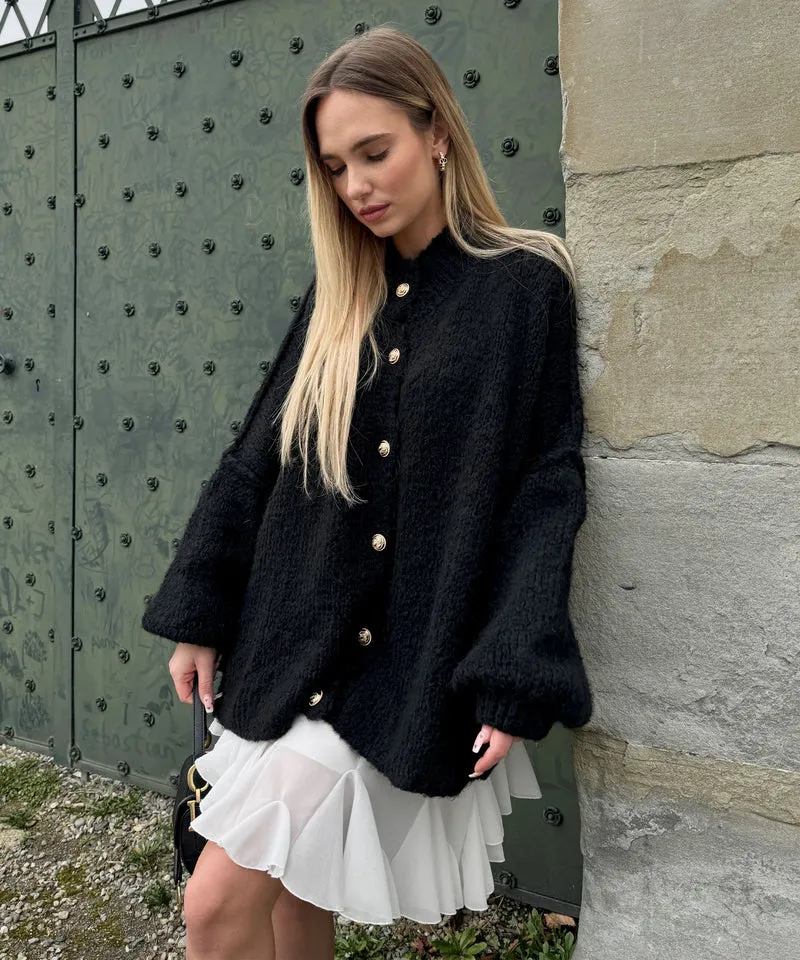 Veste en tricot oversize noire au style cosy