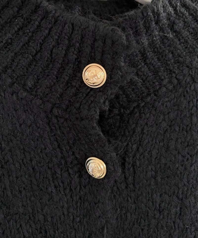 Veste en tricot oversize noire au style cosy