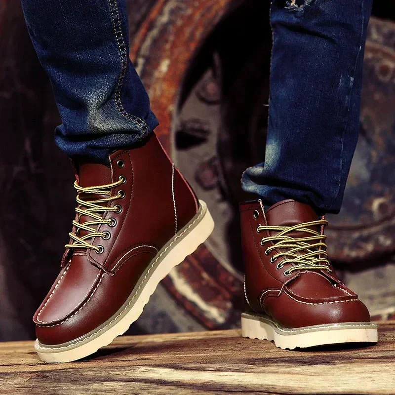 Bottines à Lacets pour Homme avec Coutures Contrastées et Semelle Robuste