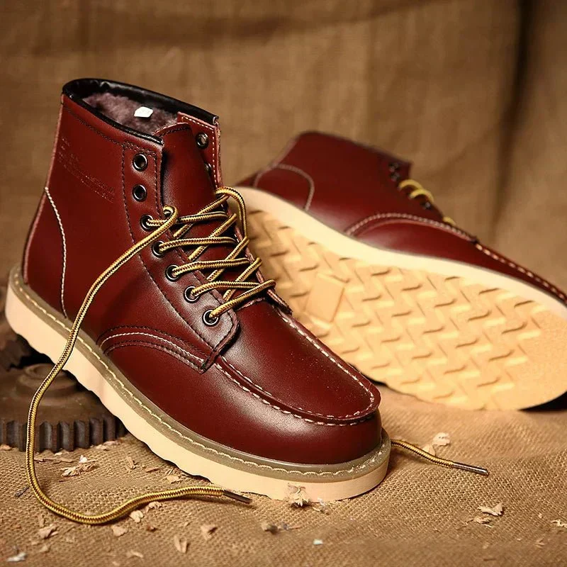 Bottines à Lacets pour Homme avec Coutures Contrastées et Semelle Robuste