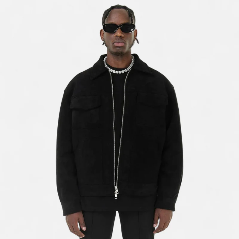 Veste Ample en Suède Premium pour Homme
