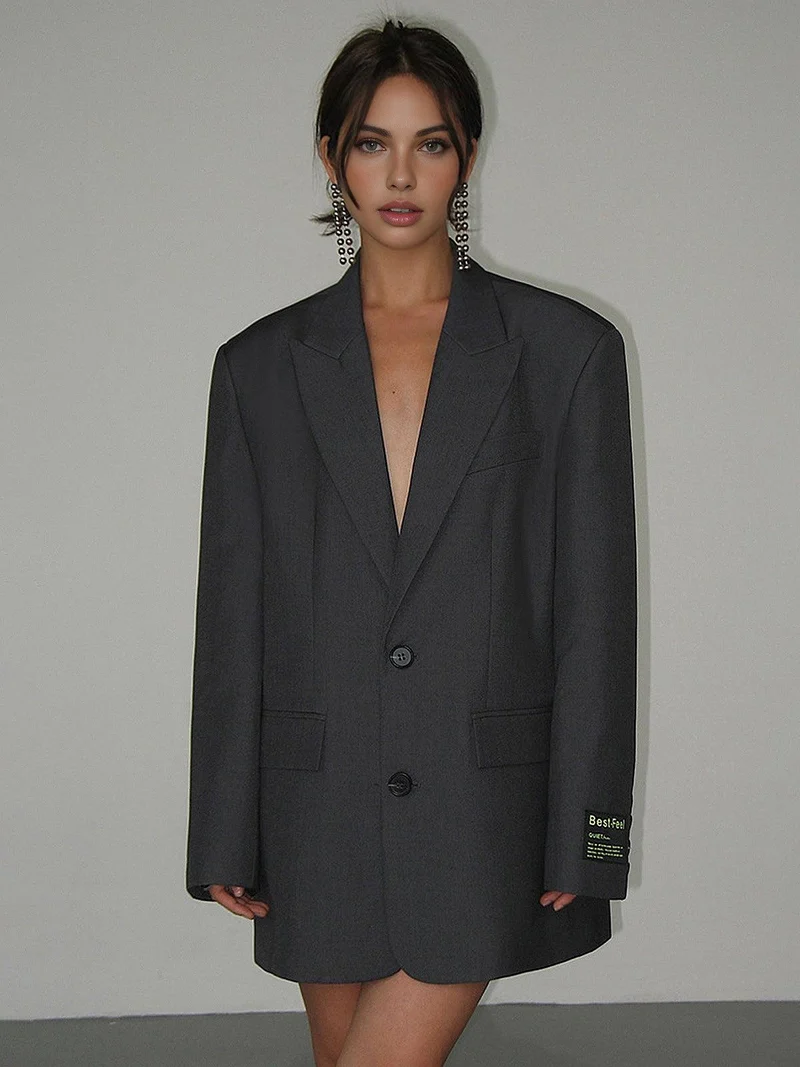 Blazer Oversized Élégant pour Femme – Revers Classique