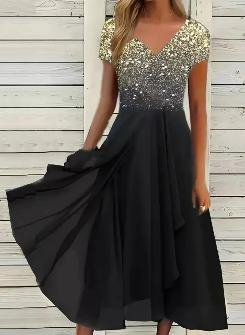 Robe de soirée maxi à paillettes pour femme, idéale pour mariages et cérémonies