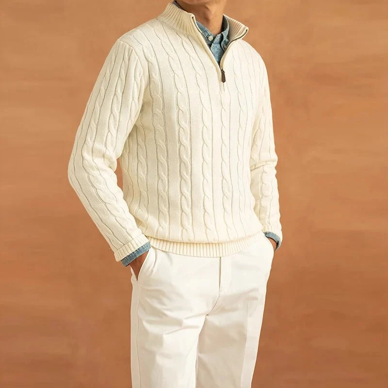 Pull homme Edward Jacquard à col montant et demi-zip
