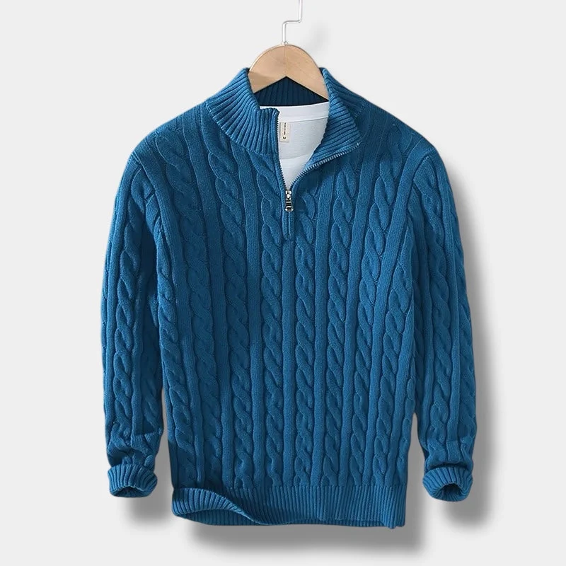 Pull homme Edward Jacquard à col montant et demi-zip