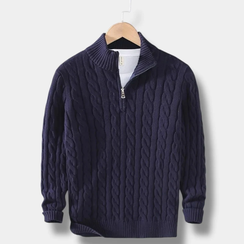 Pull homme Edward Jacquard à col montant et demi-zip