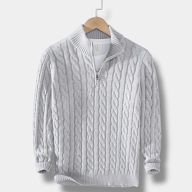 Pull homme Edward Jacquard à col montant et demi-zip