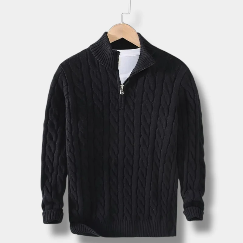 Pull homme Edward Jacquard à col montant et demi-zip