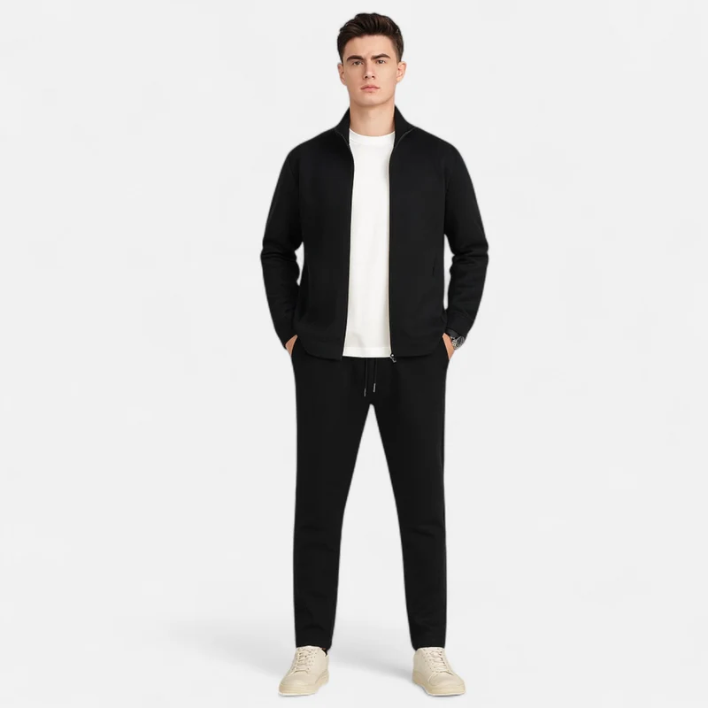 Ensemble de survêtement noir minimaliste pour hommes