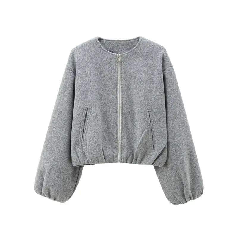 Veste Bomber Grise Femme au Style Décontracté et Confortable