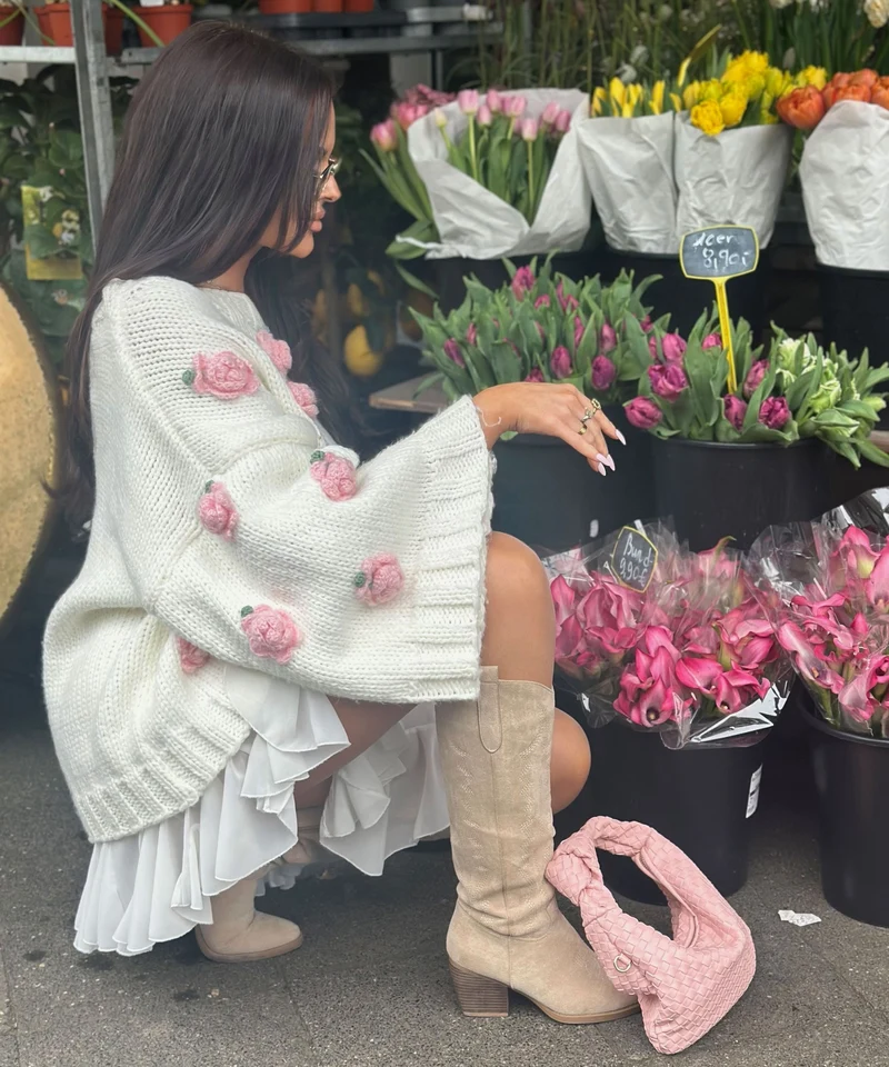 Bottes de cowboy beiges hautes au style western