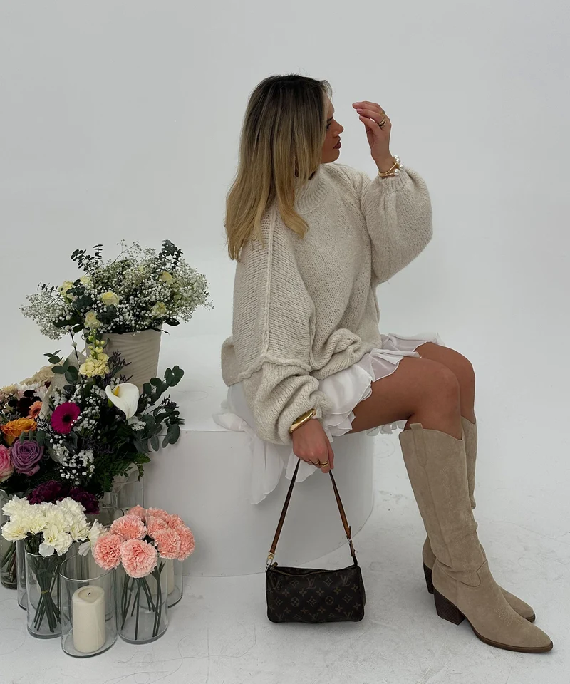 Bottes de cowboy beiges hautes au style western