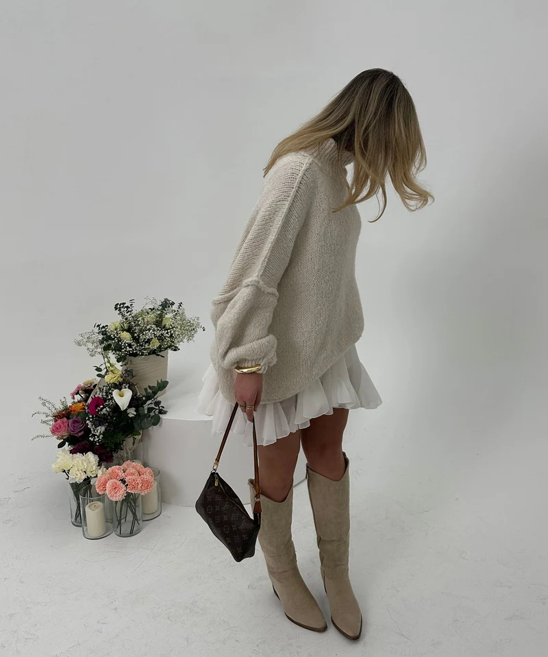 Bottes de cowboy beiges hautes au style western