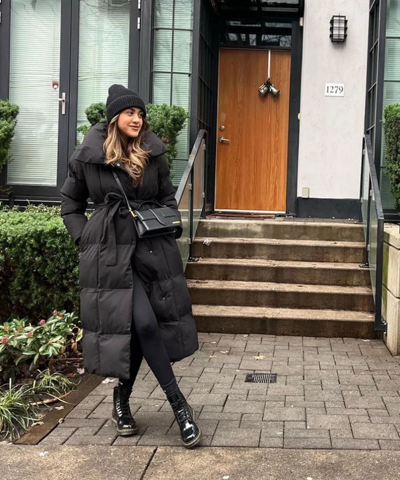 Parka oversize noire Kyleih pour l’hiver