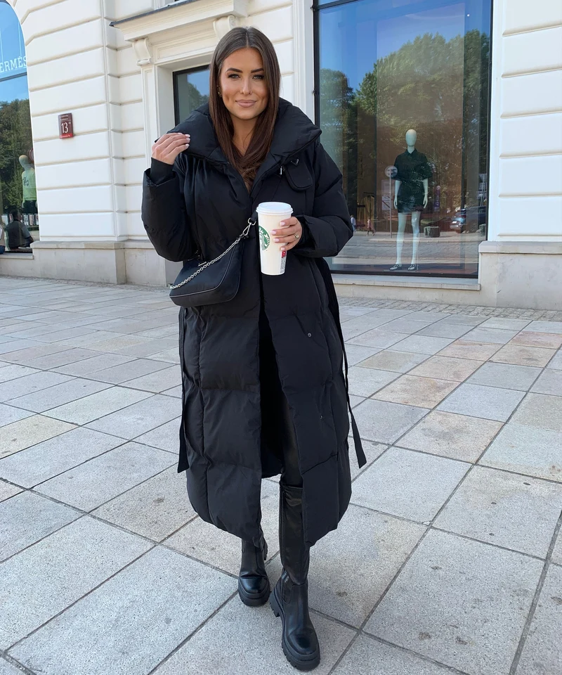 Parka oversize noire Kyleih pour l’hiver