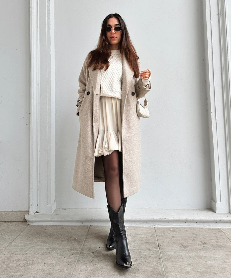 Jupe beige Nicole coupe fluide