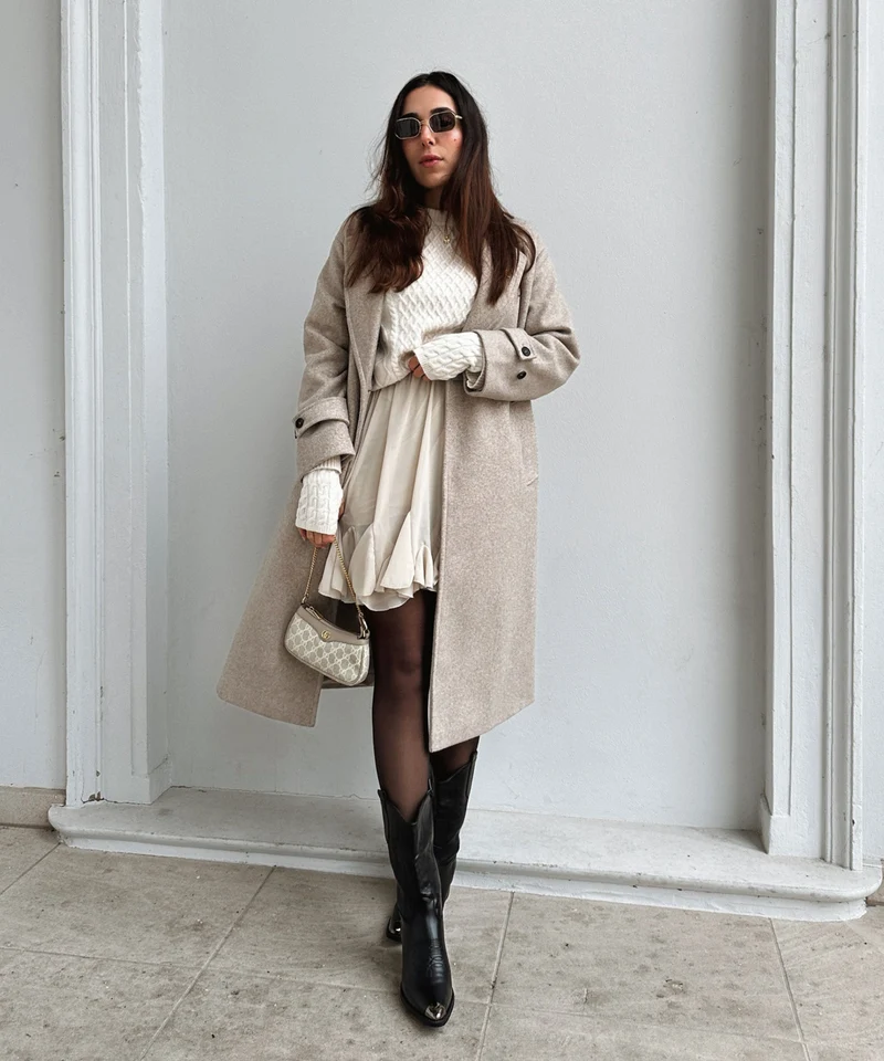 Jupe beige Nicole coupe fluide