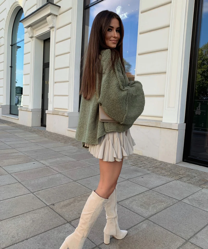 Jupe beige Nicole coupe fluide