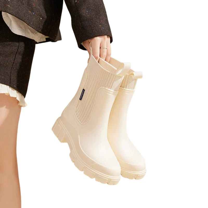 Bottes Mi-Mollet à Enfiler avec Semelle Épaisse et Confort Renforcé