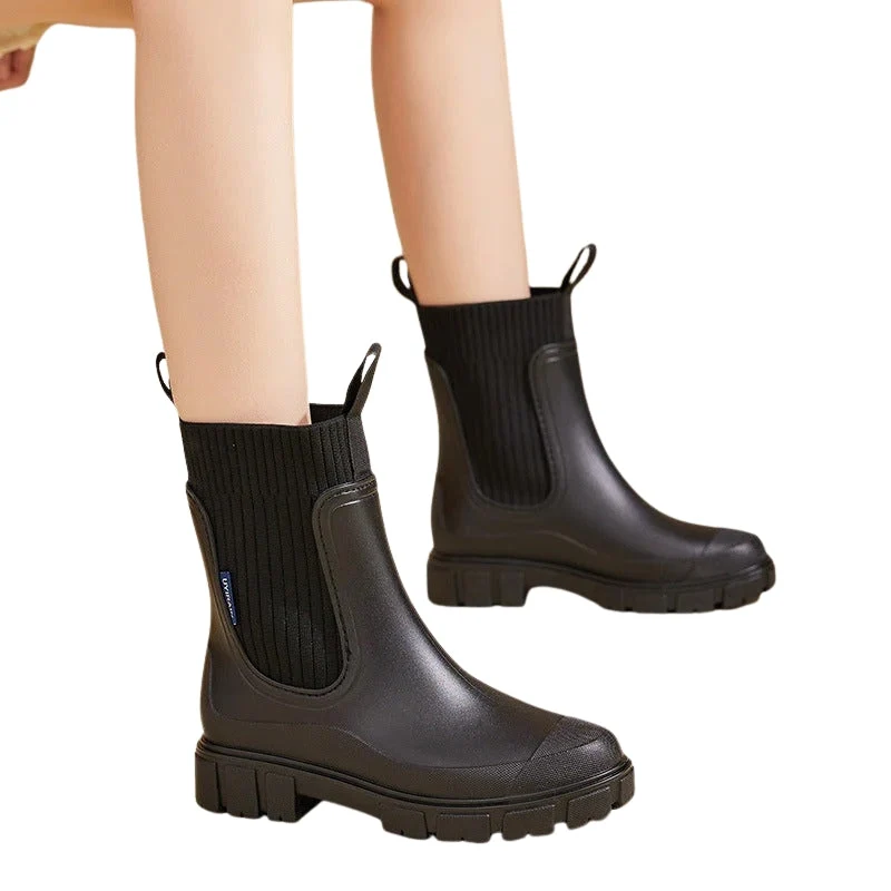 Bottes Mi-Mollet à Enfiler avec Semelle Épaisse et Confort Renforcé