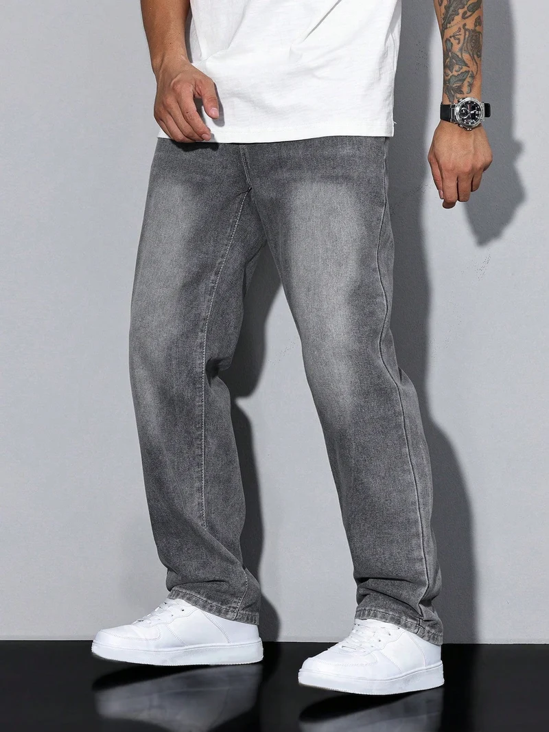 Jean uni décontracté pour homme