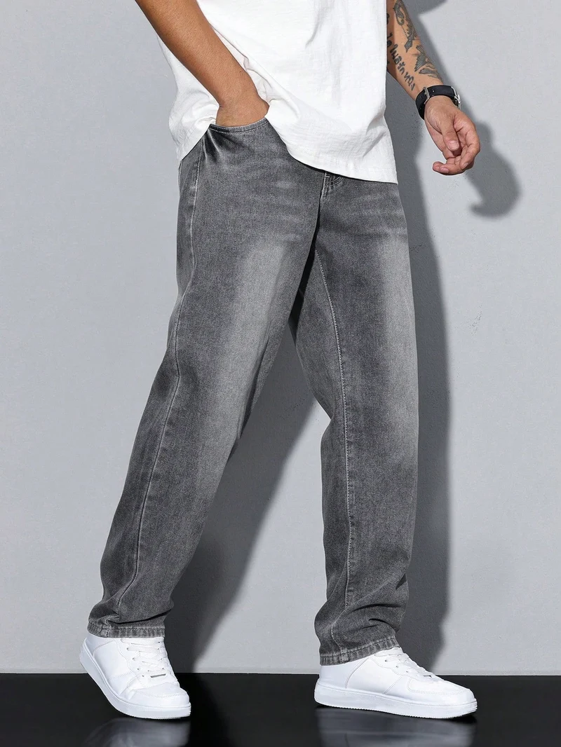 Jean uni décontracté pour homme