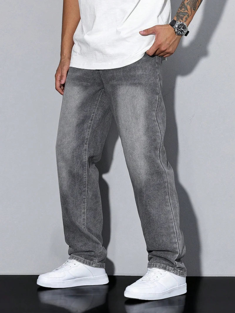 Jean uni décontracté pour homme