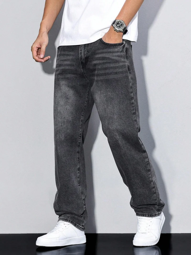 Jean uni décontracté pour homme