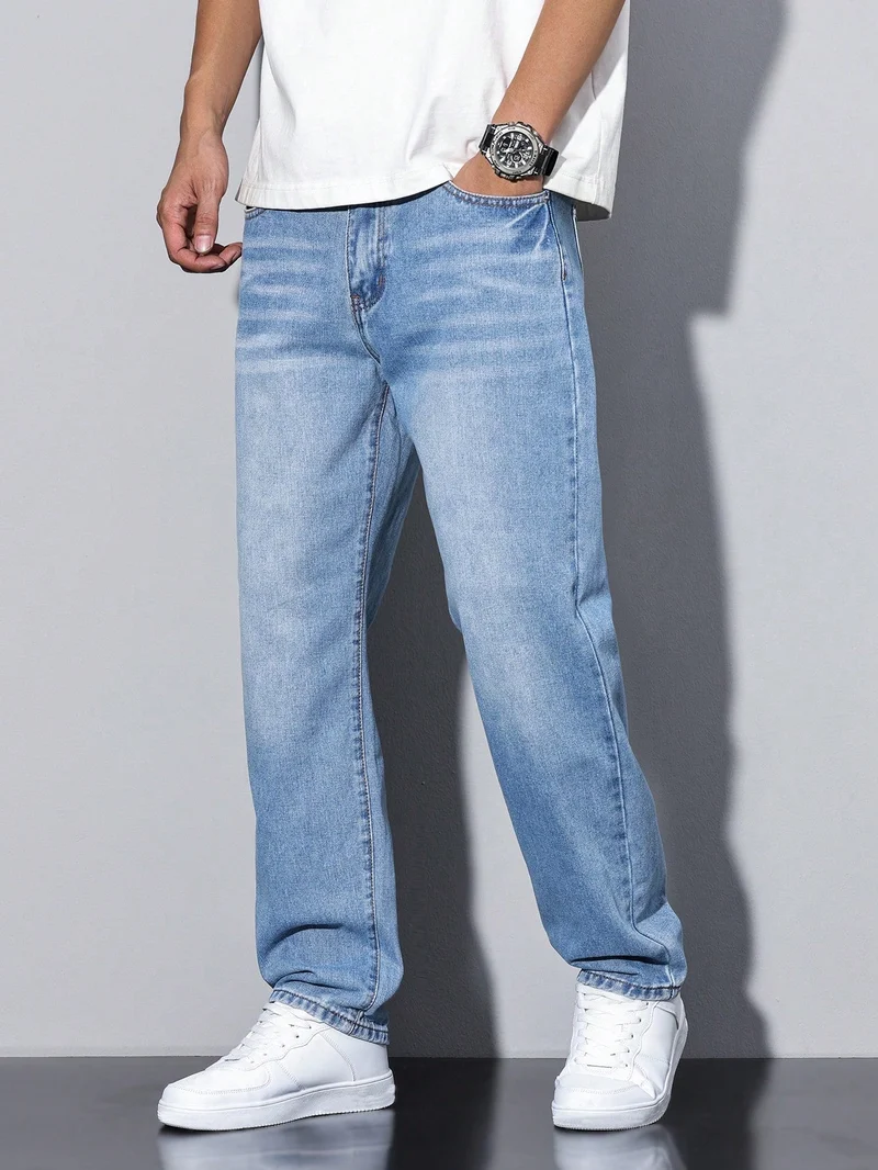 Jean uni décontracté pour homme