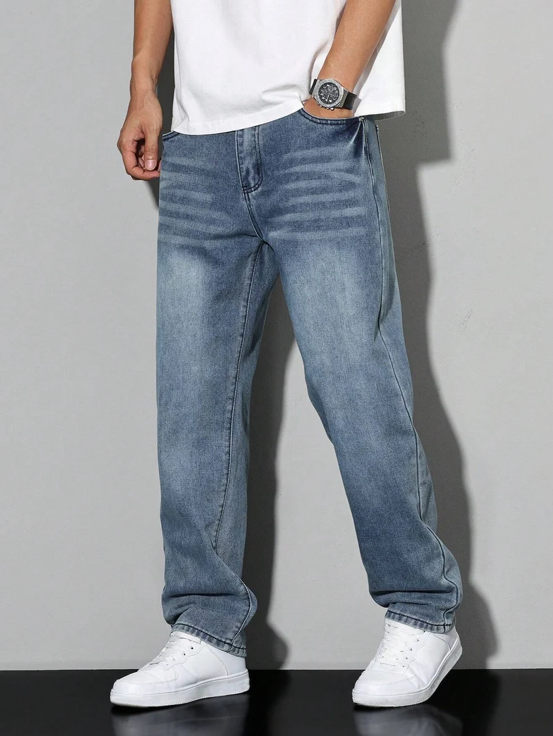 Jean uni décontracté pour homme