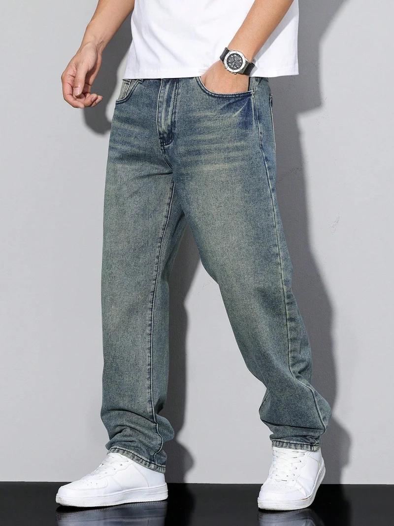 Jean uni décontracté pour homme