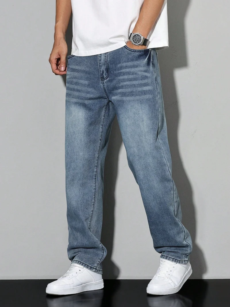 Jean uni décontracté pour homme