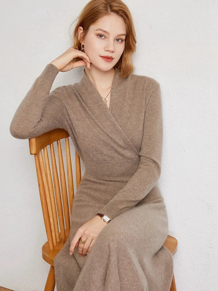 Robe portefeuille en cachemire ultra-doux