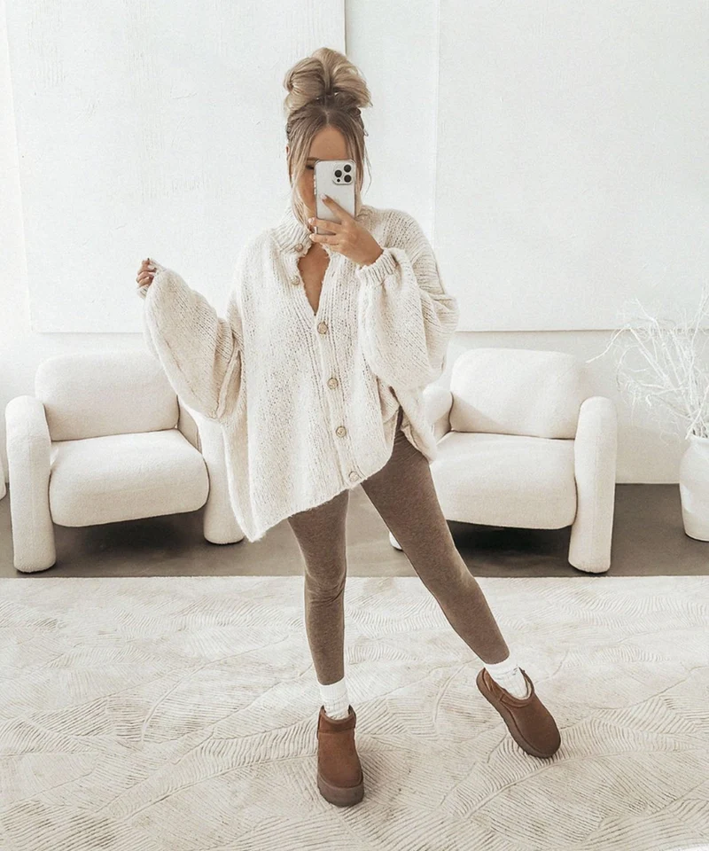 Veste oversize beige à allure moderne