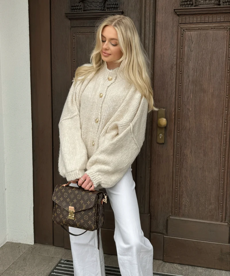 Veste oversize beige à allure moderne