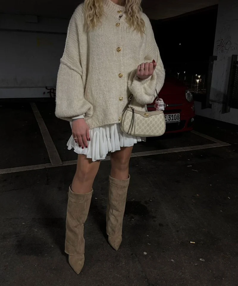 Veste oversize beige à allure moderne