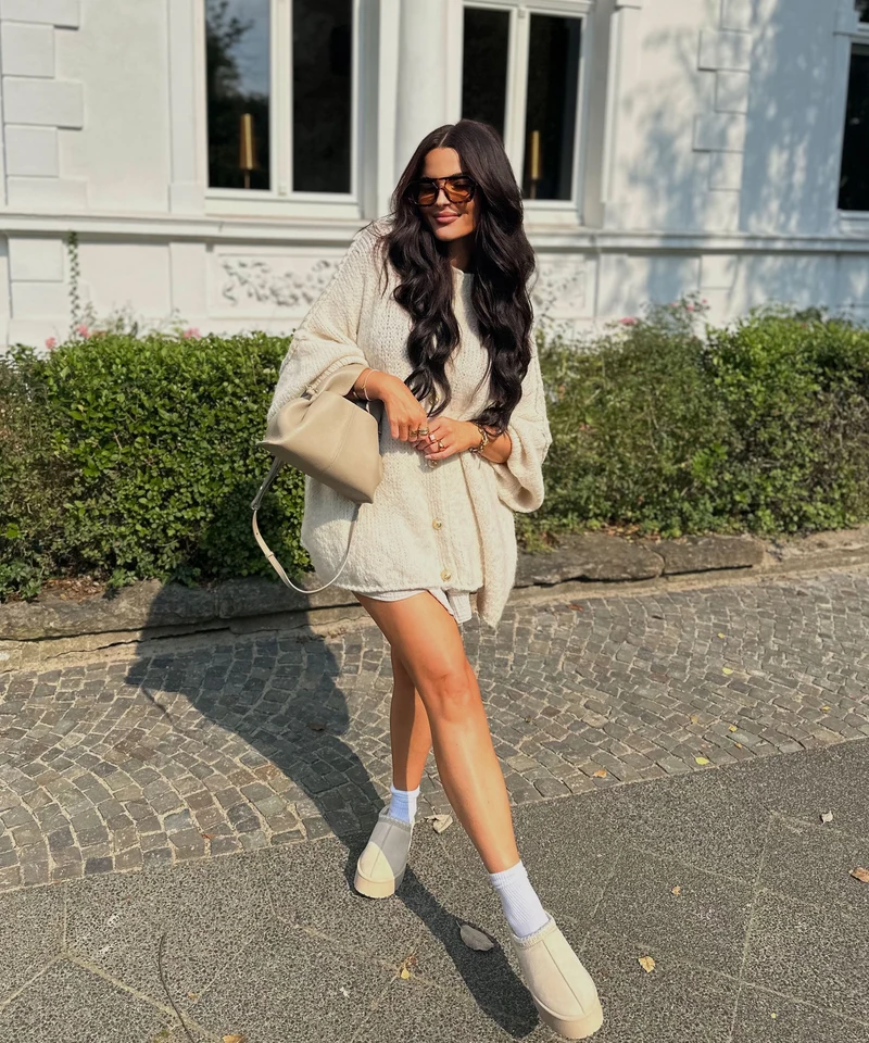 Veste oversize beige à allure moderne