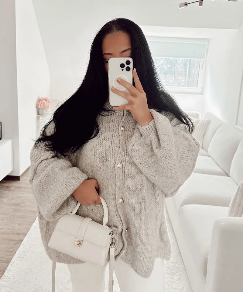 Veste oversize beige à allure moderne