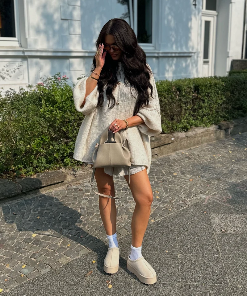 Veste oversize beige à allure moderne