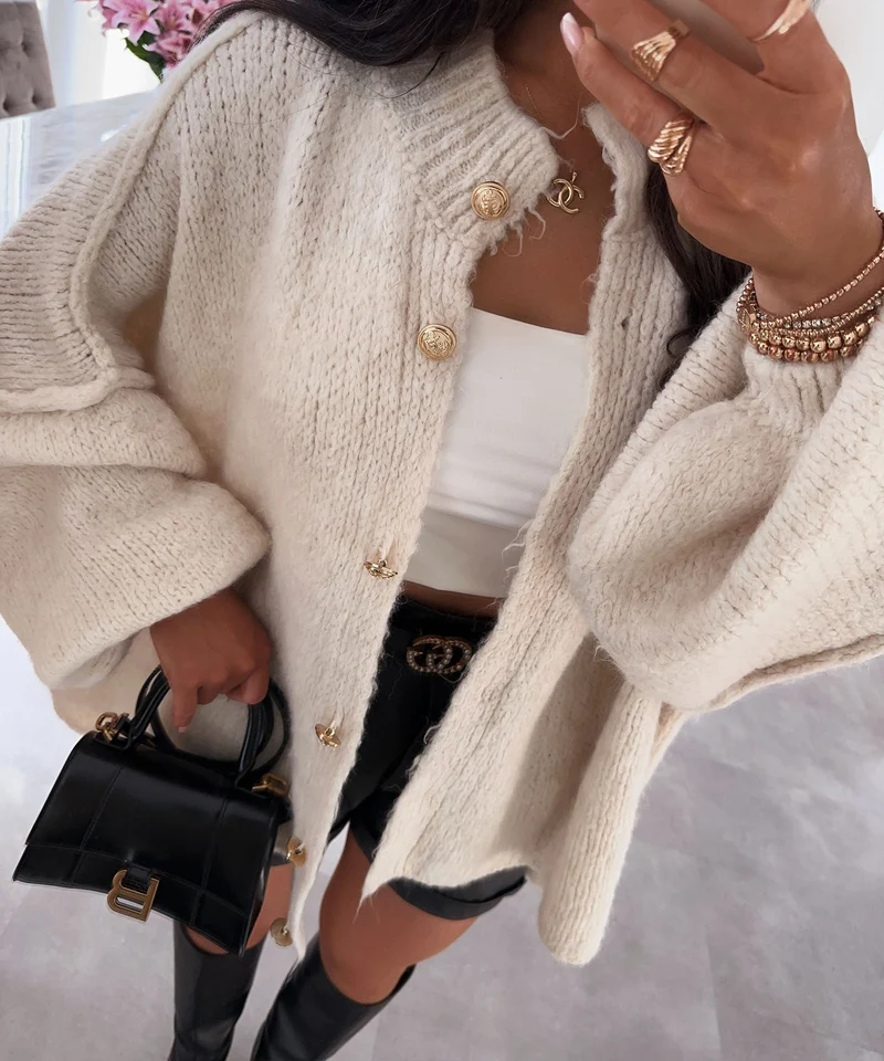 Veste oversize beige à allure moderne