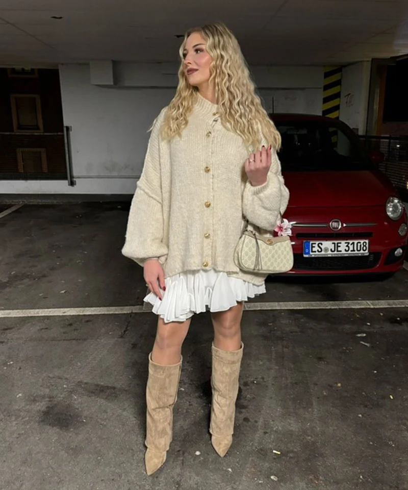 Veste oversize beige à allure moderne