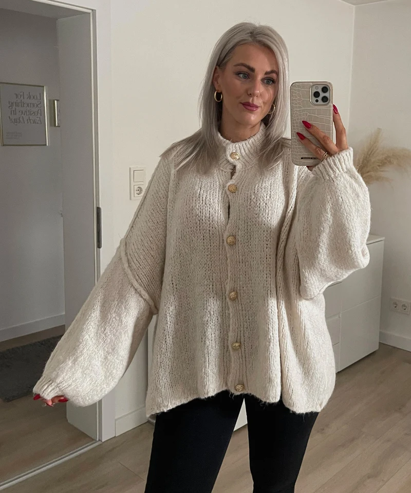 Veste oversize beige à allure moderne