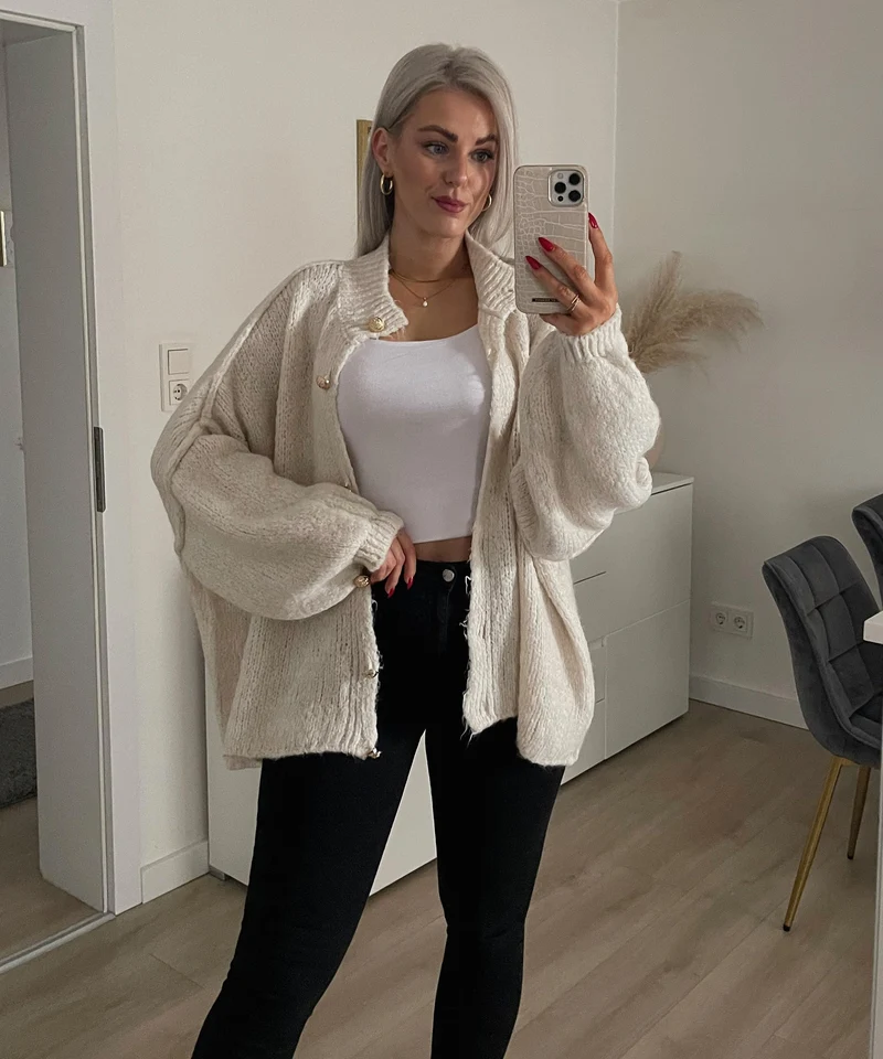 Veste oversize beige à allure moderne