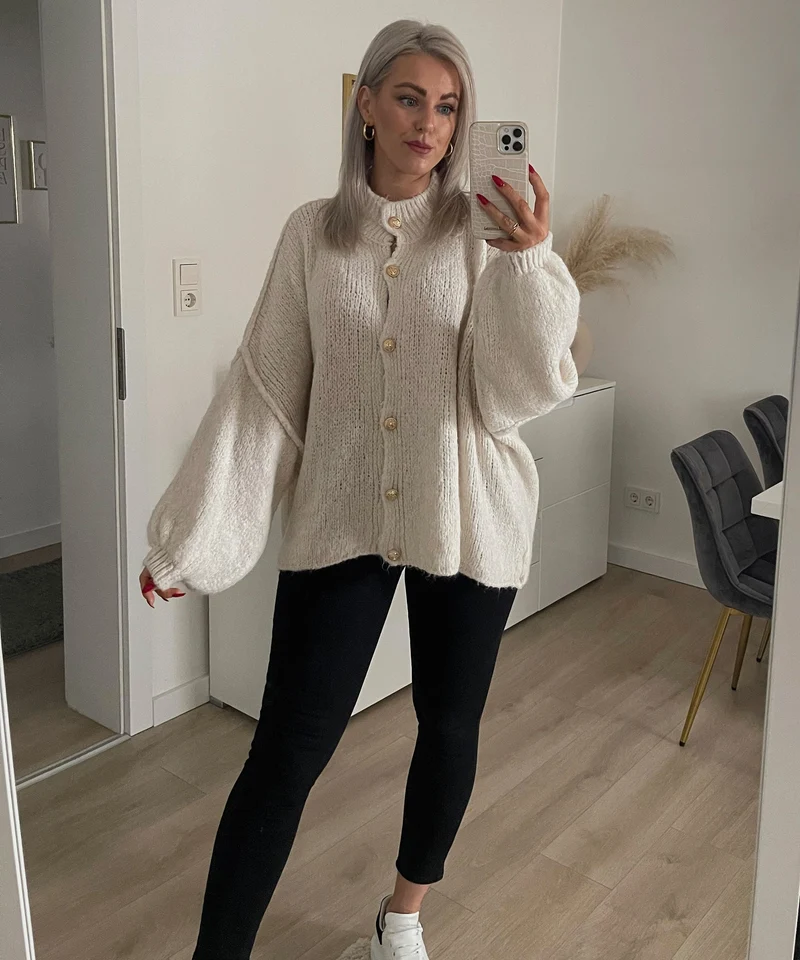Veste oversize beige à allure moderne