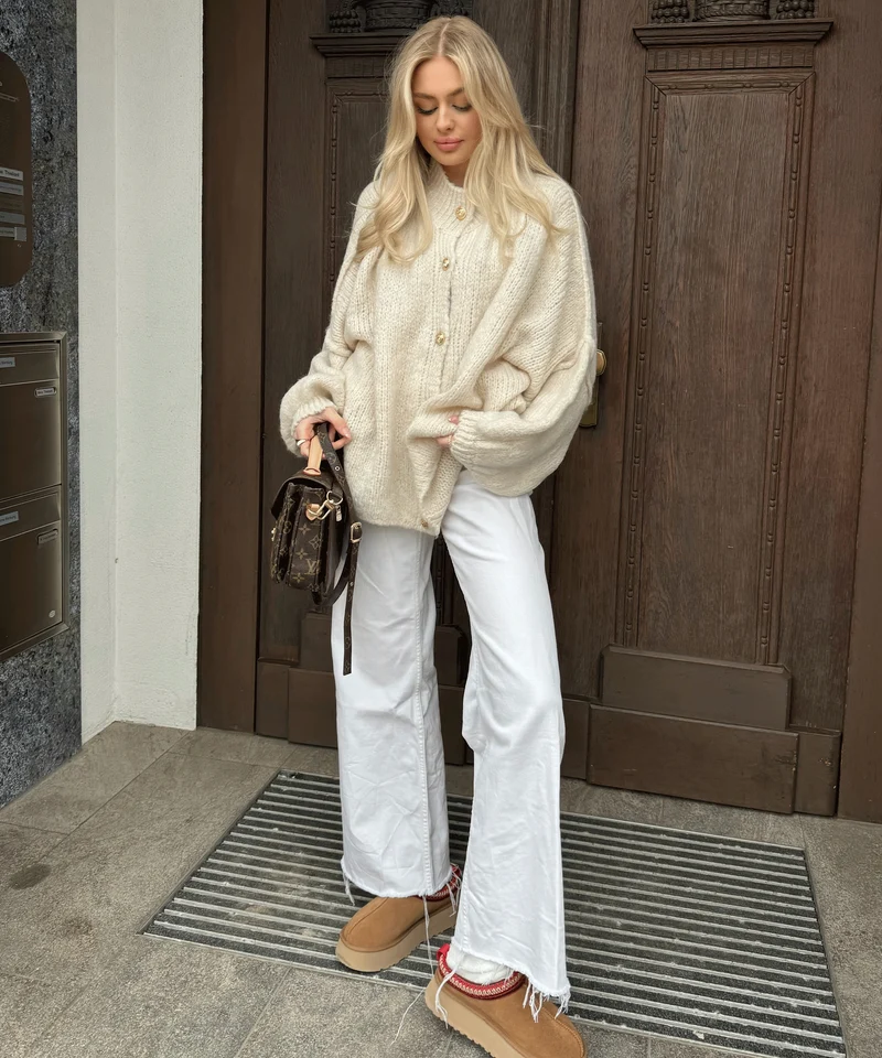 Veste oversize beige à allure moderne